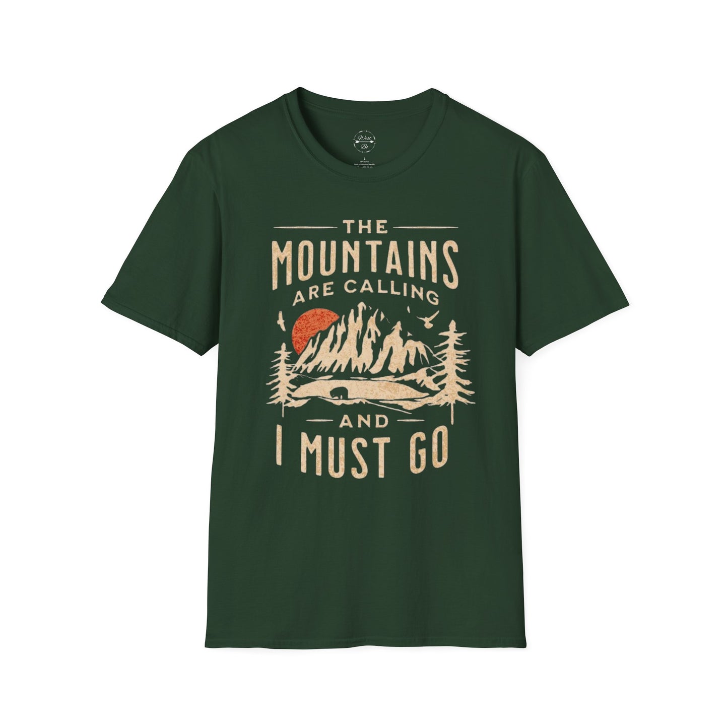 Adventure Awaits: Unisex Softstyle T-Shirt - The Mountains Are Calling