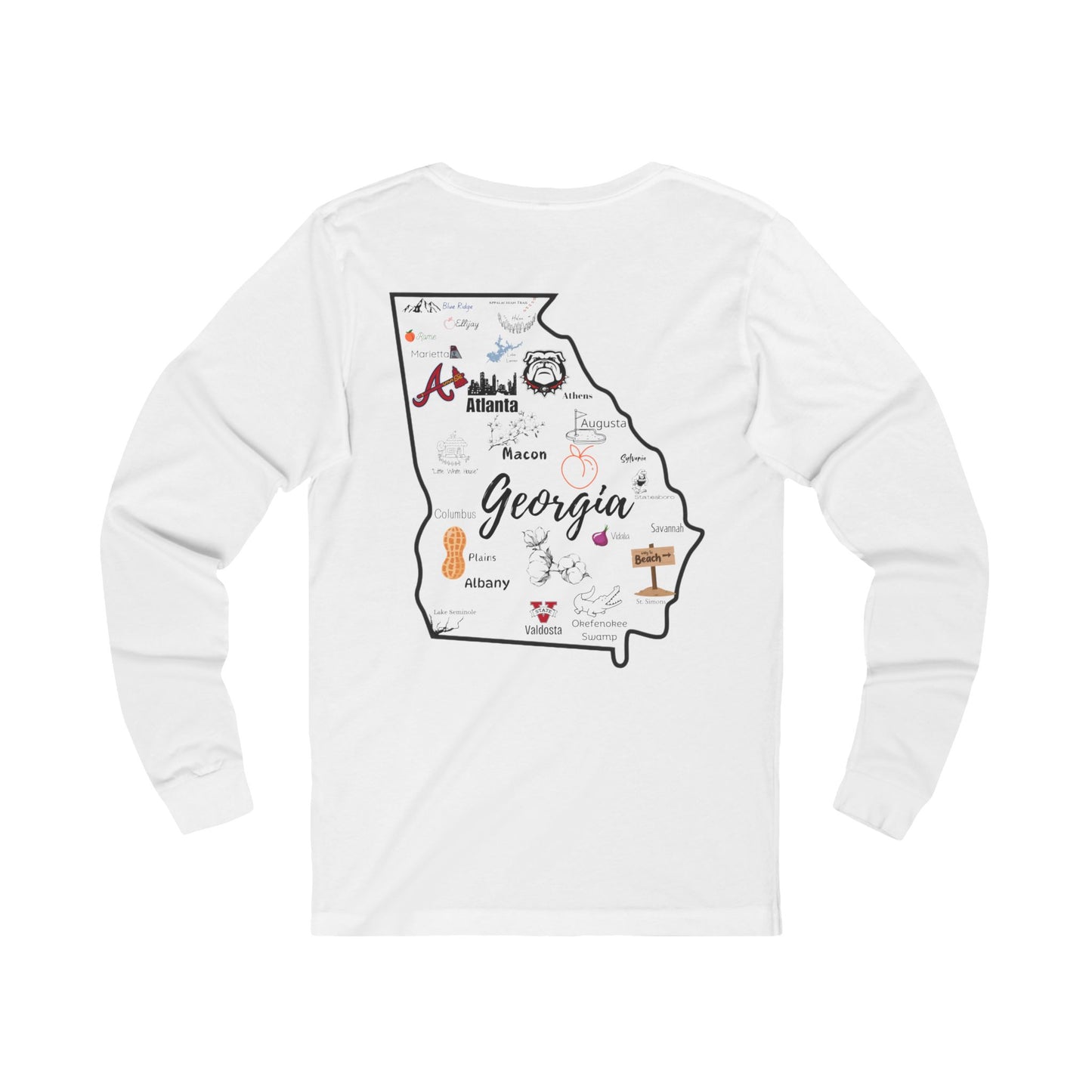 Georgia Map Unisex Long Sleeve Tee – Perfect for Southern Pride and Casual Style