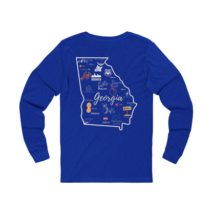 Georgia Map Unisex Long Sleeve Tee – Perfect for Southern Pride and Casual Style