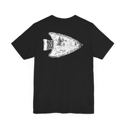 Adventure Awaits arrowhead Unisex Short Sleeve Tee - Nature-Inspired Graphic Design