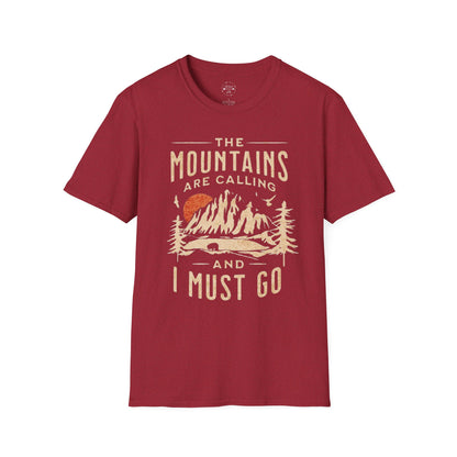 Adventure Awaits: Unisex Softstyle T-Shirt - The Mountains Are Calling