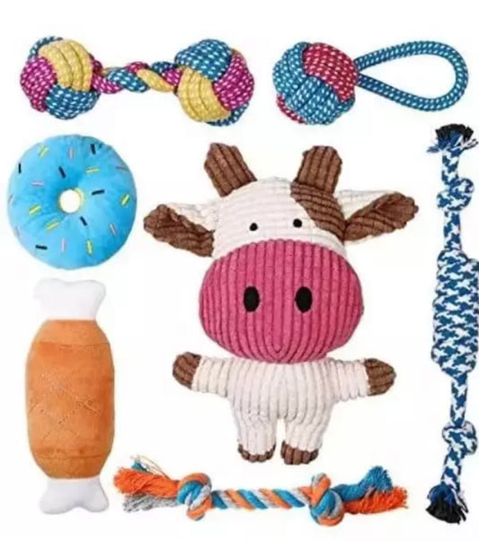 7 piece dog toy bundle